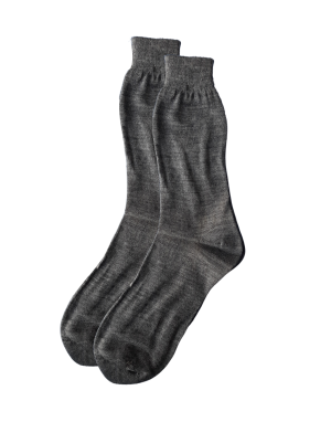 Men pure wool socks plain design Dark grey